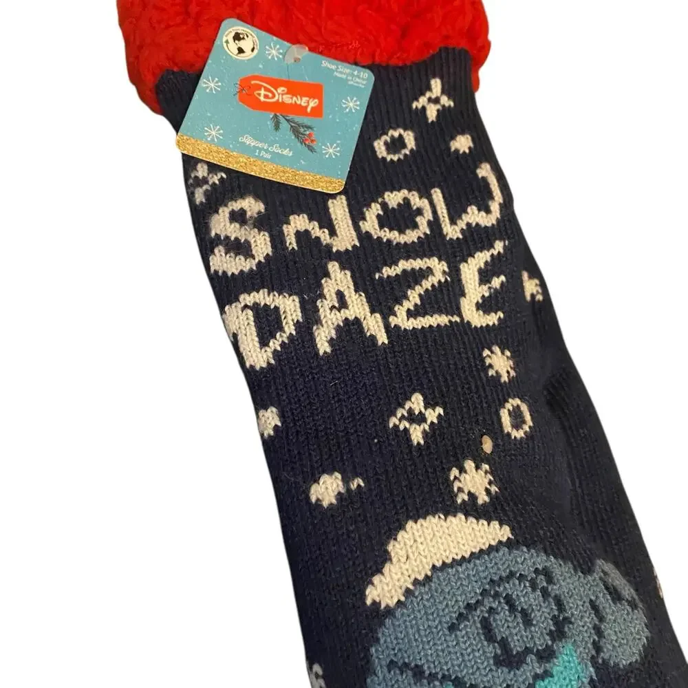 NWT Disney Lilo and Stitch (4-10) Adult Christmas Thick Socks w/ Non-Slip Soles